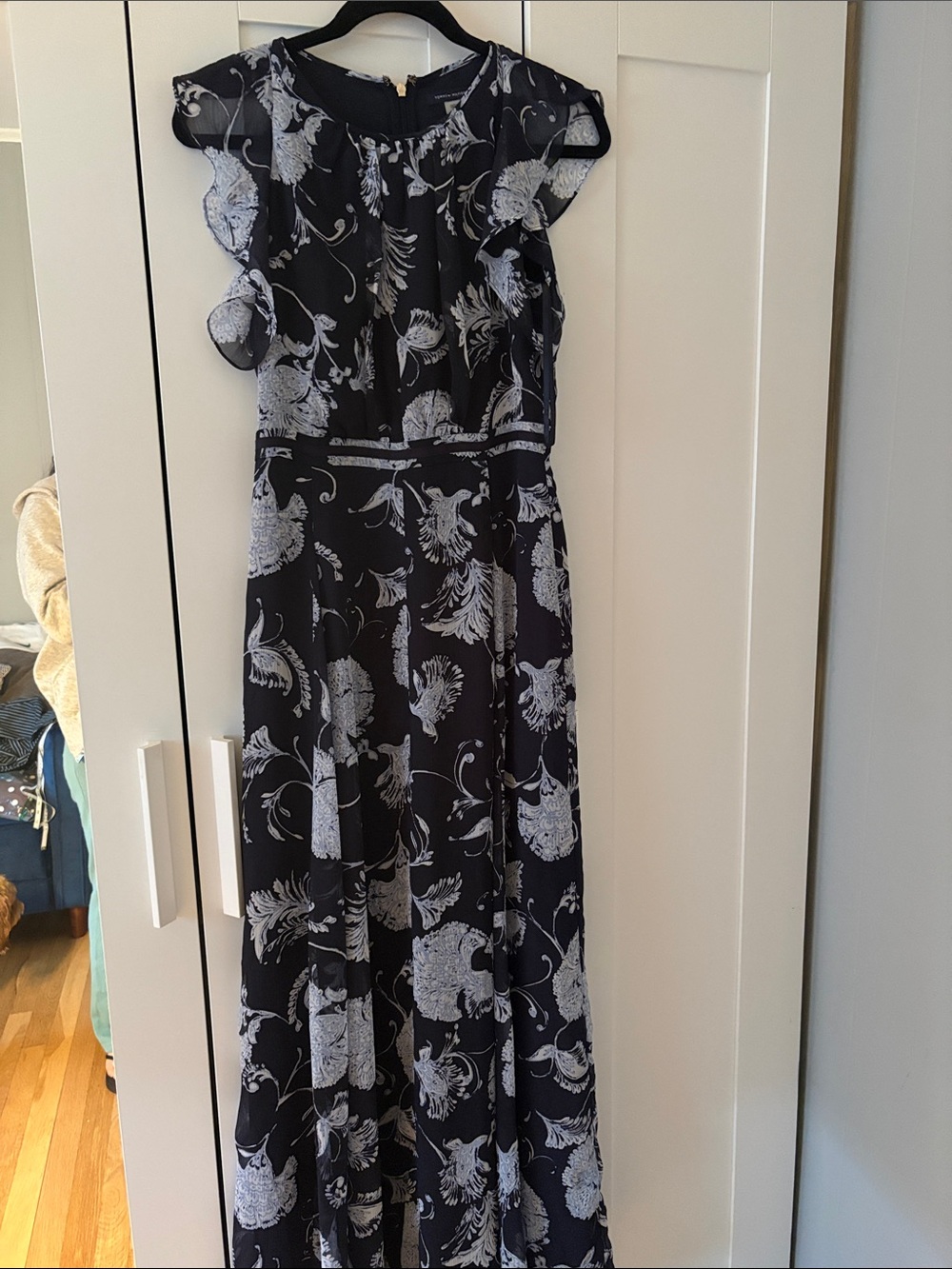 Women’s Navy Floral Maxi Dress with White Print